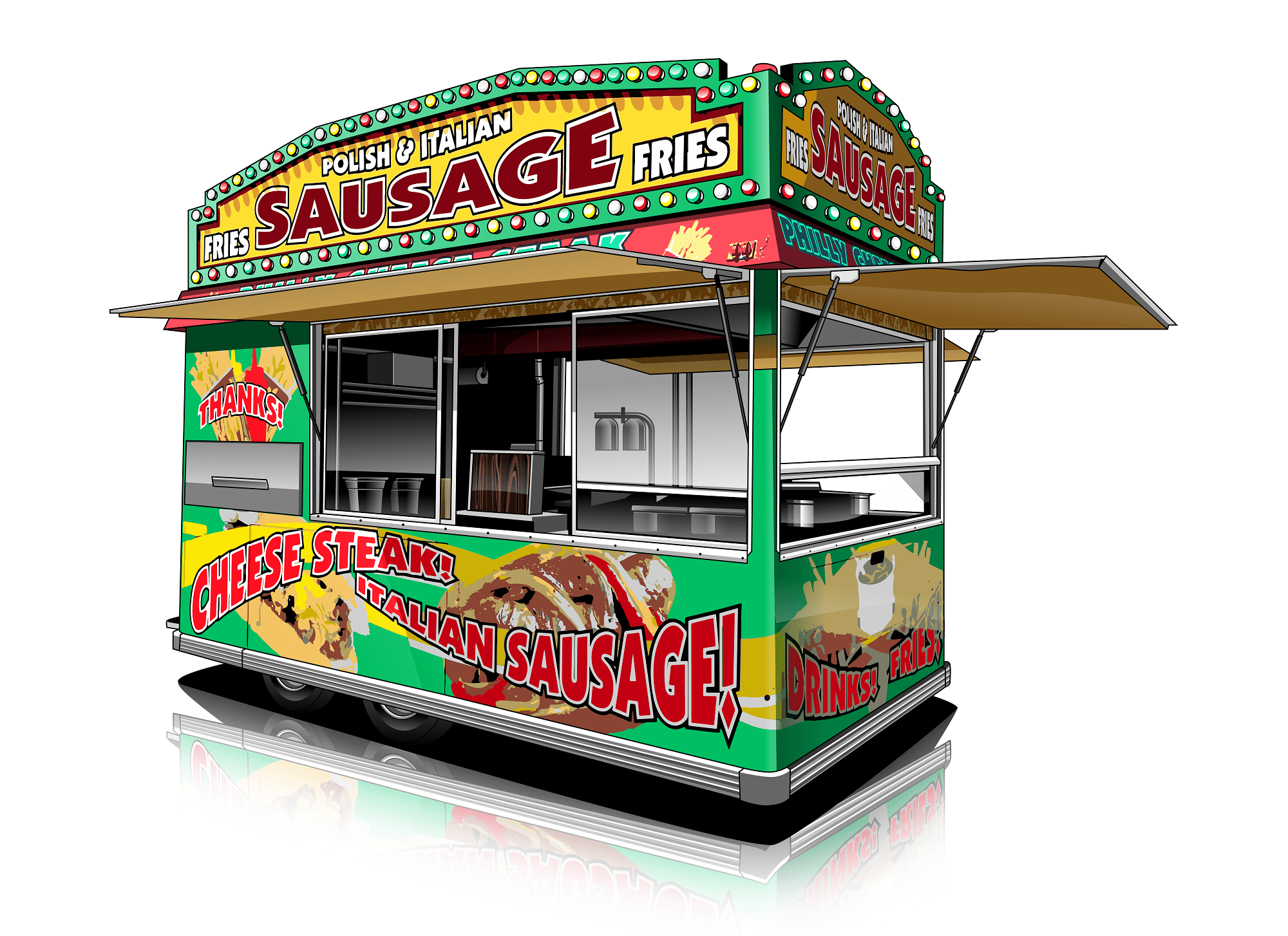 Custom Drawing Style Food Truck - Tuner Cartoons