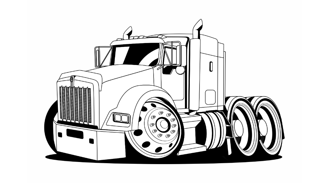 Line Art Baby Truck Cartoon