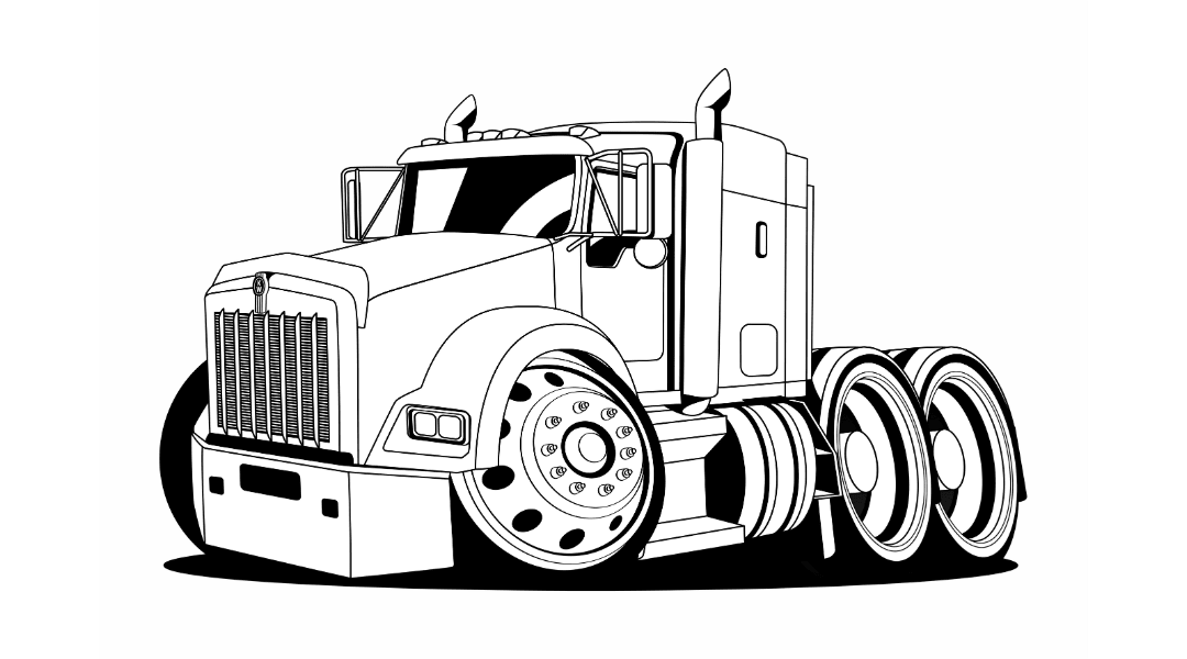 Line Art Baby Truck Cartoon - Tuner Cartoons