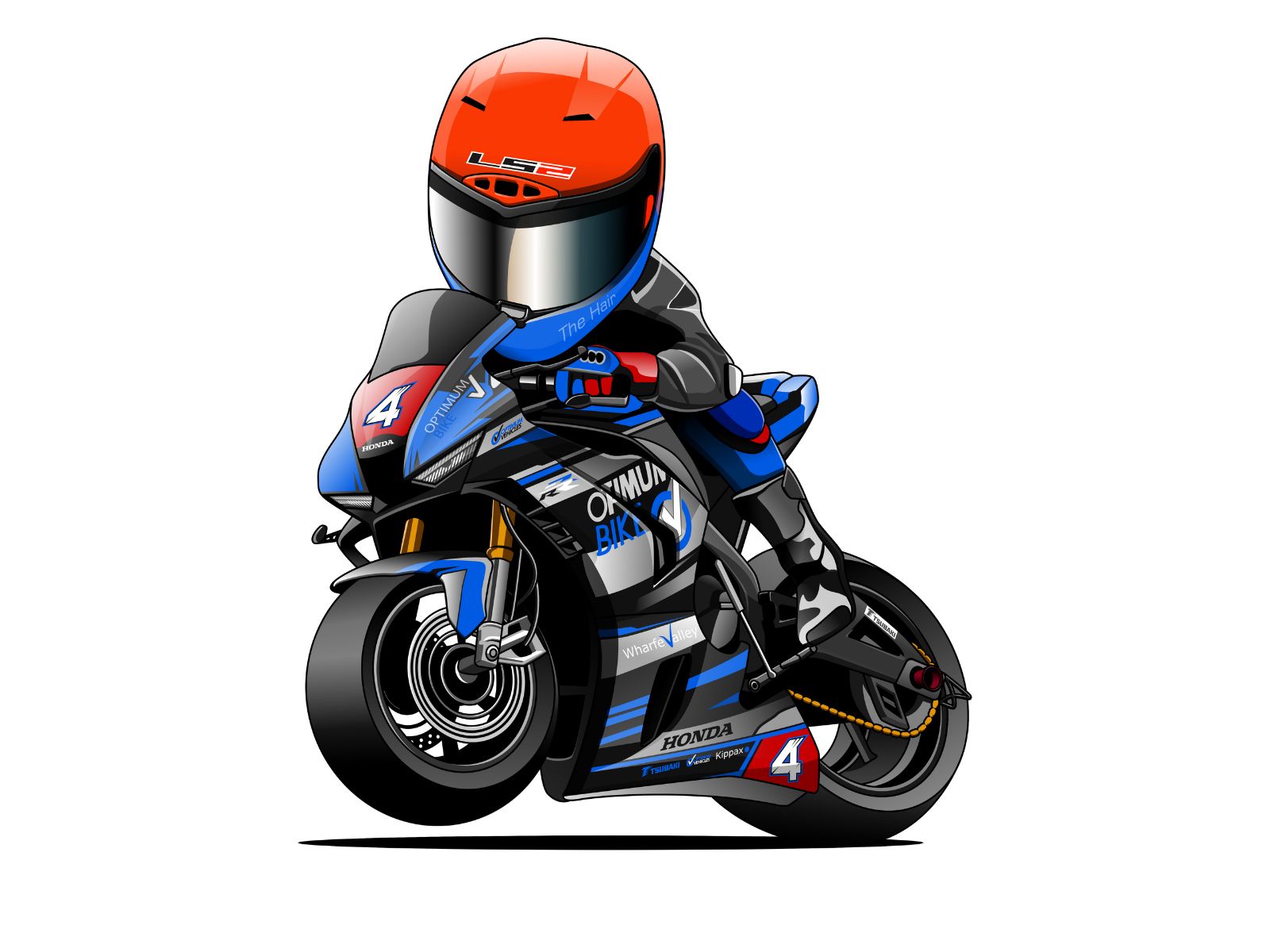 Baby Motorcycle Cartoon and Rider