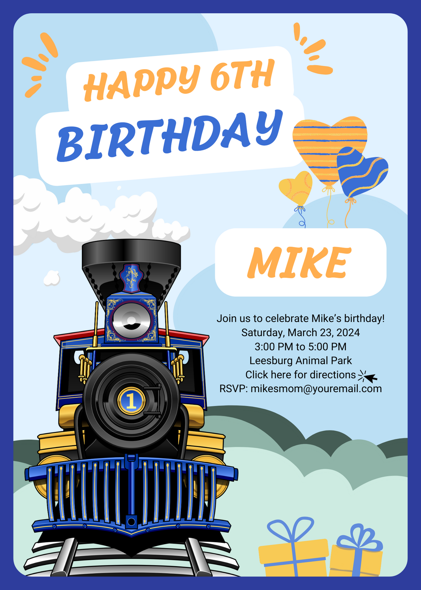 Tuner Cartoon Design Templates - Kids Birthday (Train Theme)