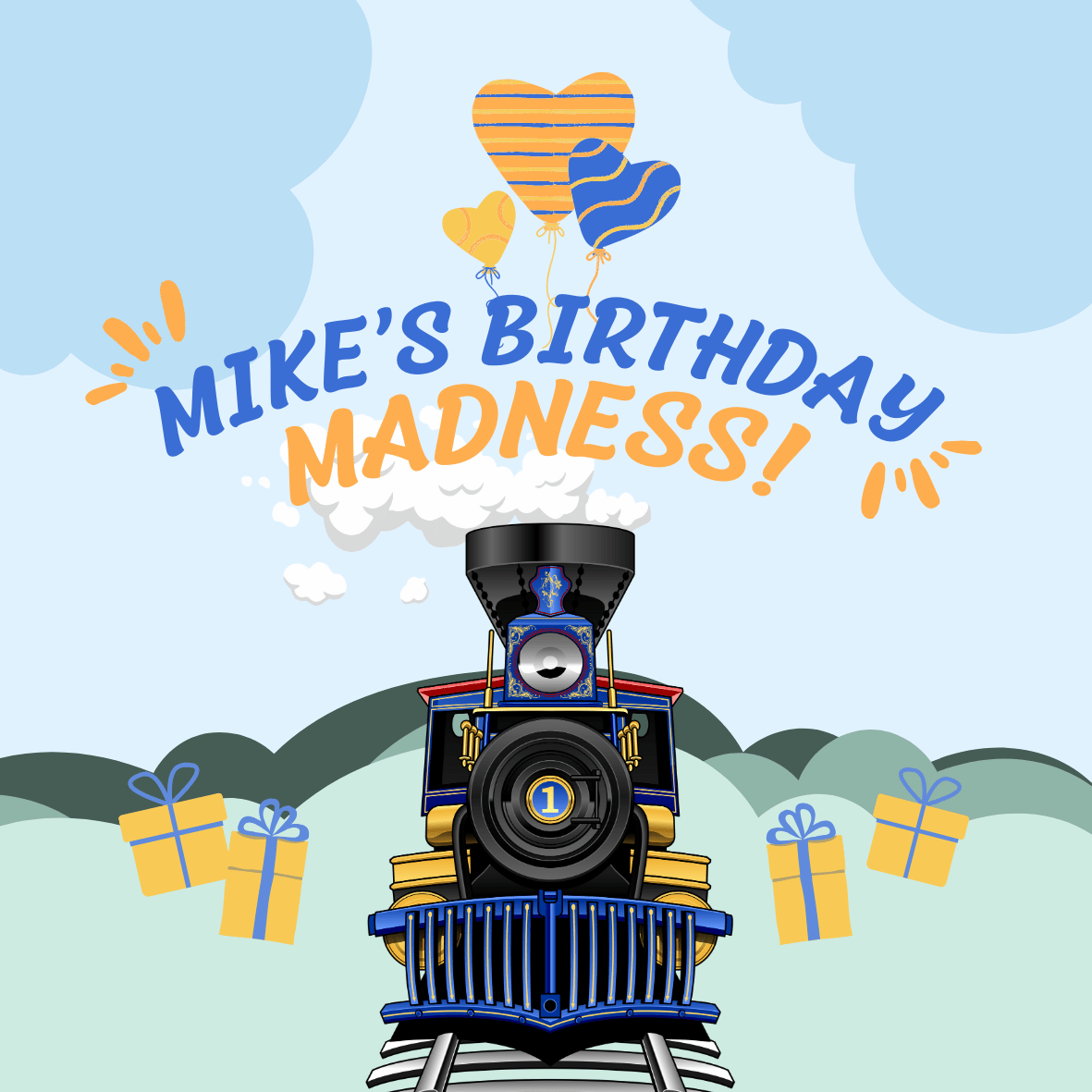Tuner Cartoon Design Templates - Kids Birthday (Train Theme) - Tuner Cartoons