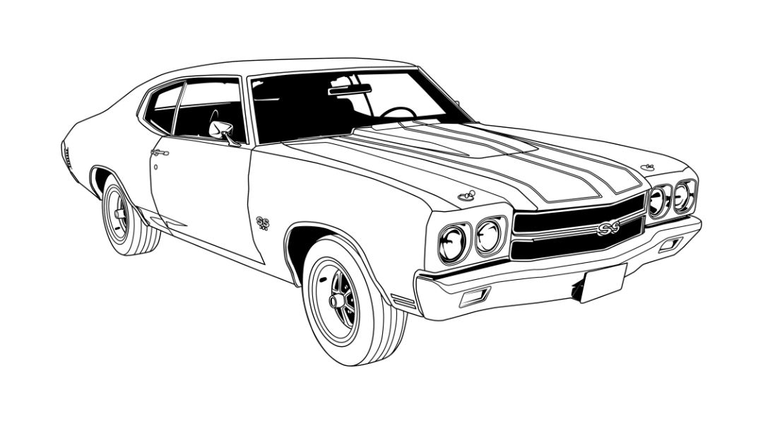 Line Art Custom Drawing Style Car Drawing - Tuner Cartoons