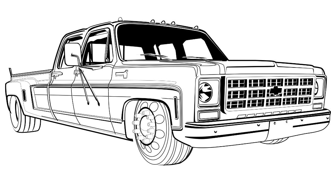 Line Art Custom Drawing Style Truck Drawing