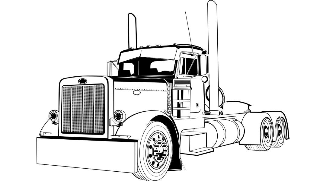 Line Art Custom Drawing Style Truck Drawing - Tuner Cartoons