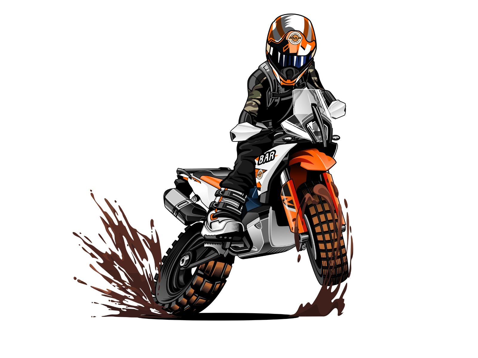 Custom Drawing Style Motorcycle Drawing with Rider - Tuner Cartoons