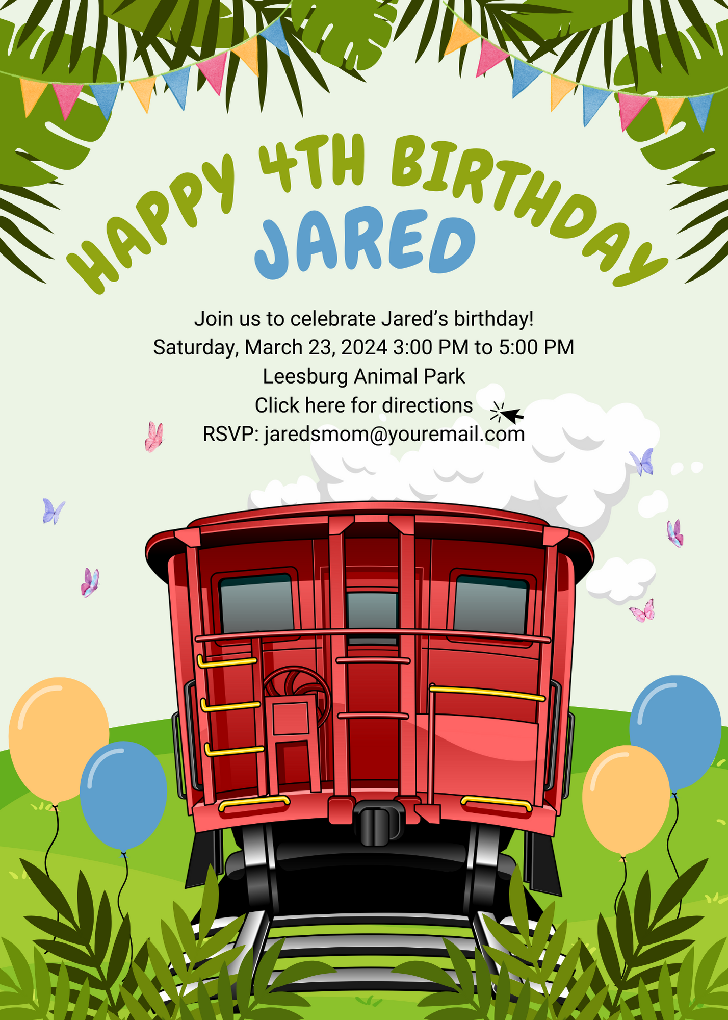 Tuner Cartoon Design Templates - Kids Birthday (Train Theme)
