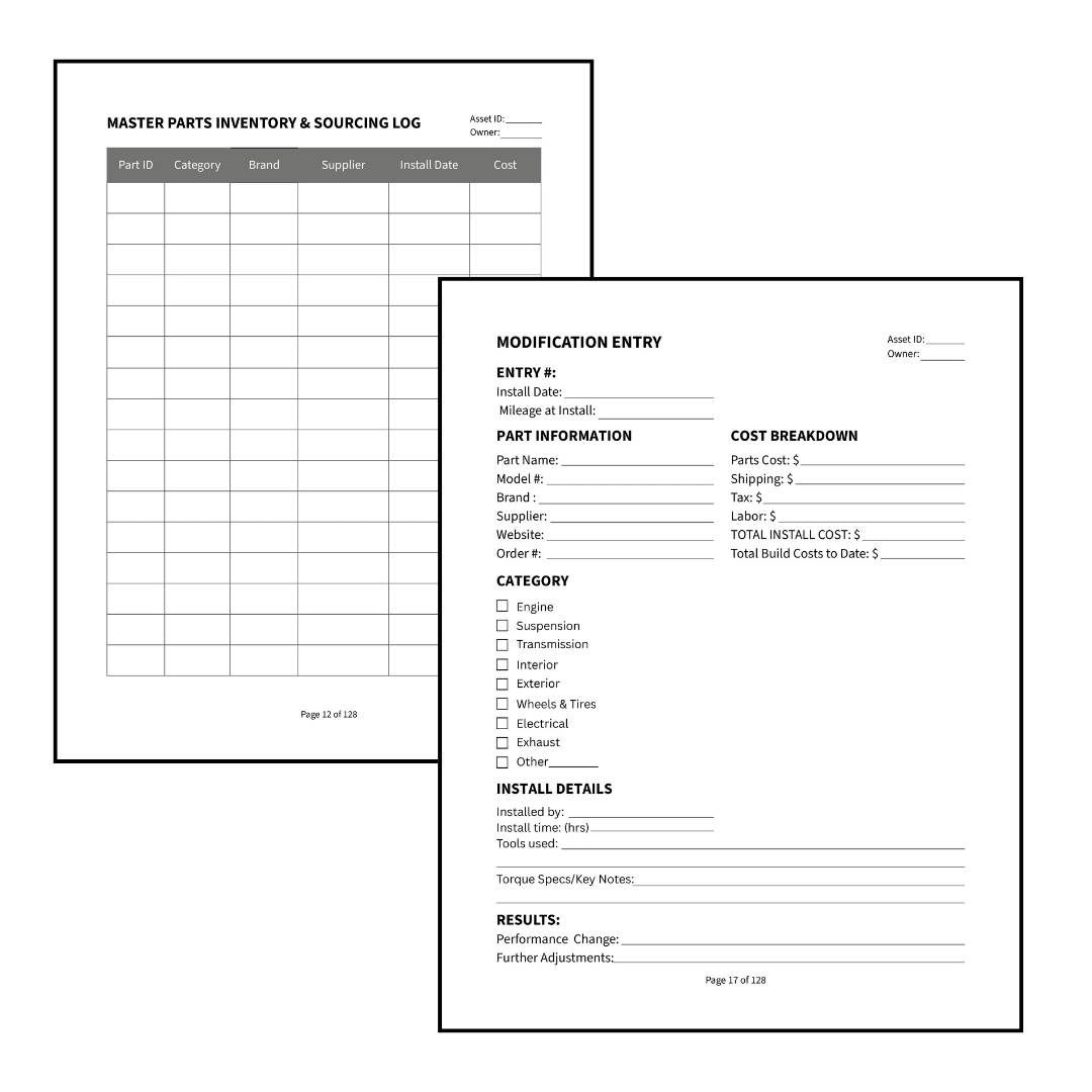 The Build Journal - A Comprehensive Logbook for Builds and Restorations - Tuner Cartoons