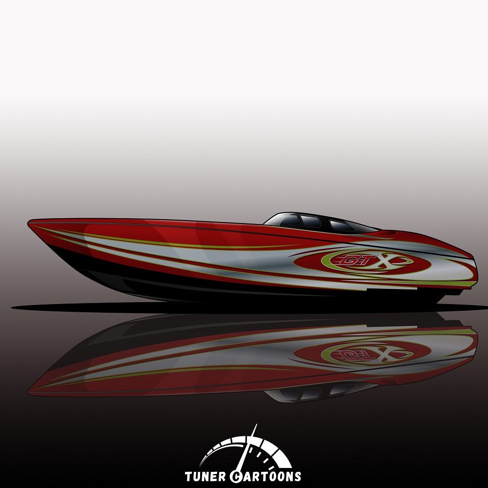 Custom Drawing Style Boat Drawing - Tuner Cartoons