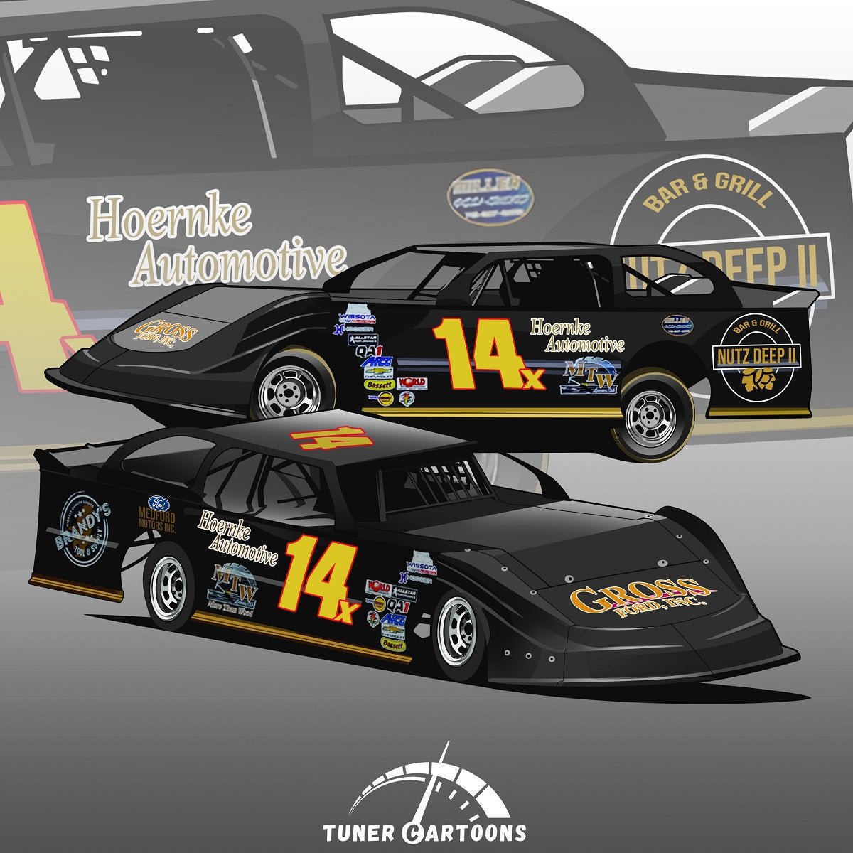 Custom Drawing Style Race Car - Tuner Cartoons