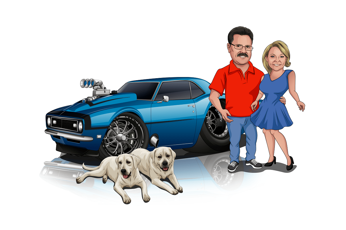 Custom Character and Pet Drawing - Tuner Cartoons