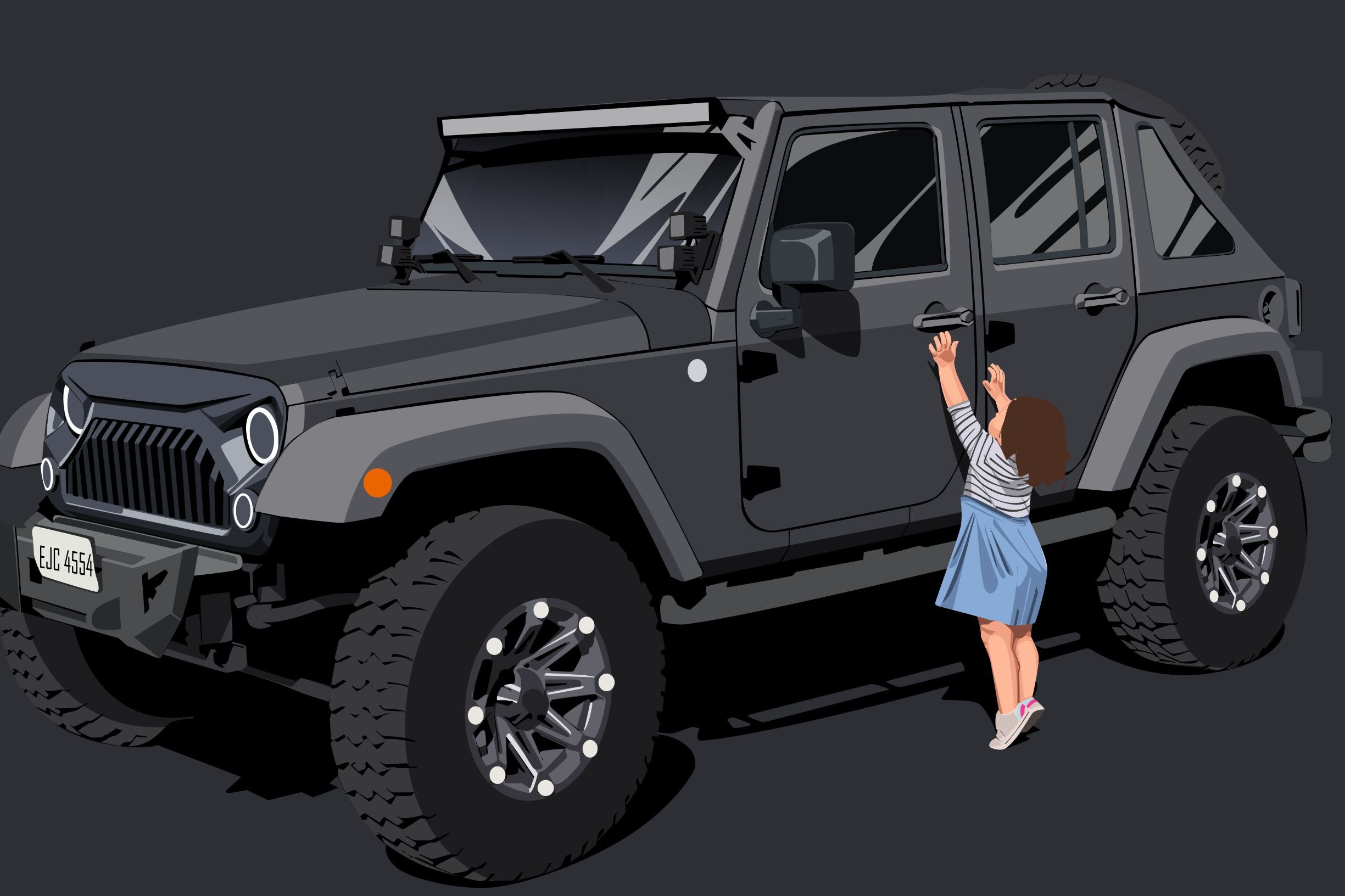 Custom Drawing Style Car and Character Drawing
