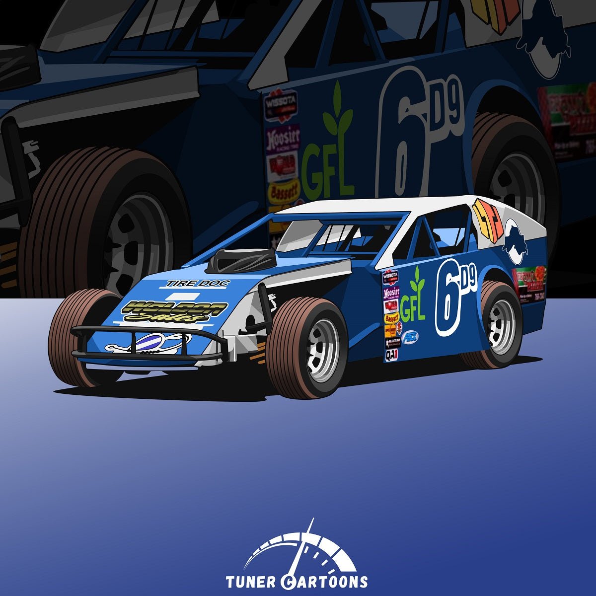 Custom Drawing Style Race Car - Tuner Cartoons