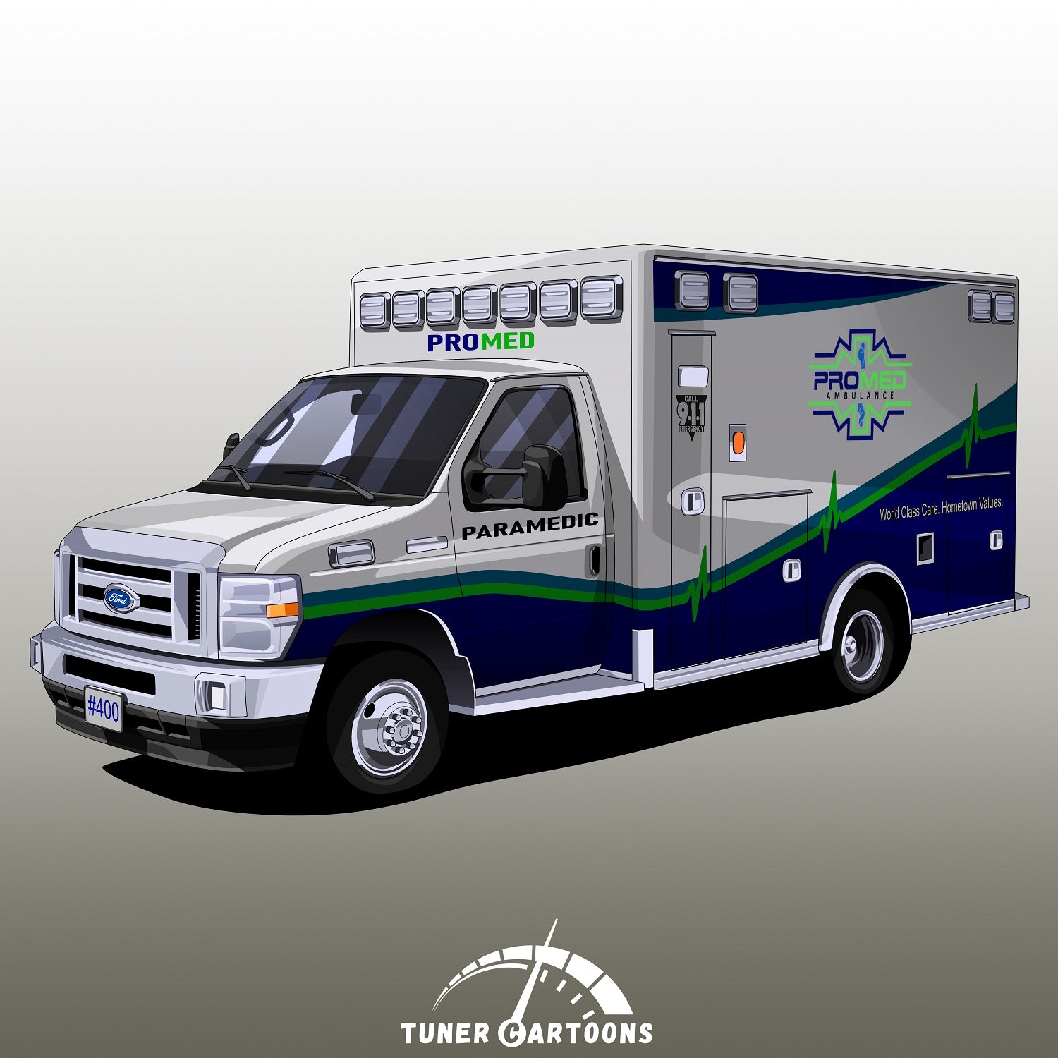 Custom Drawing Style Fire Trucks and First Responder Vehicles