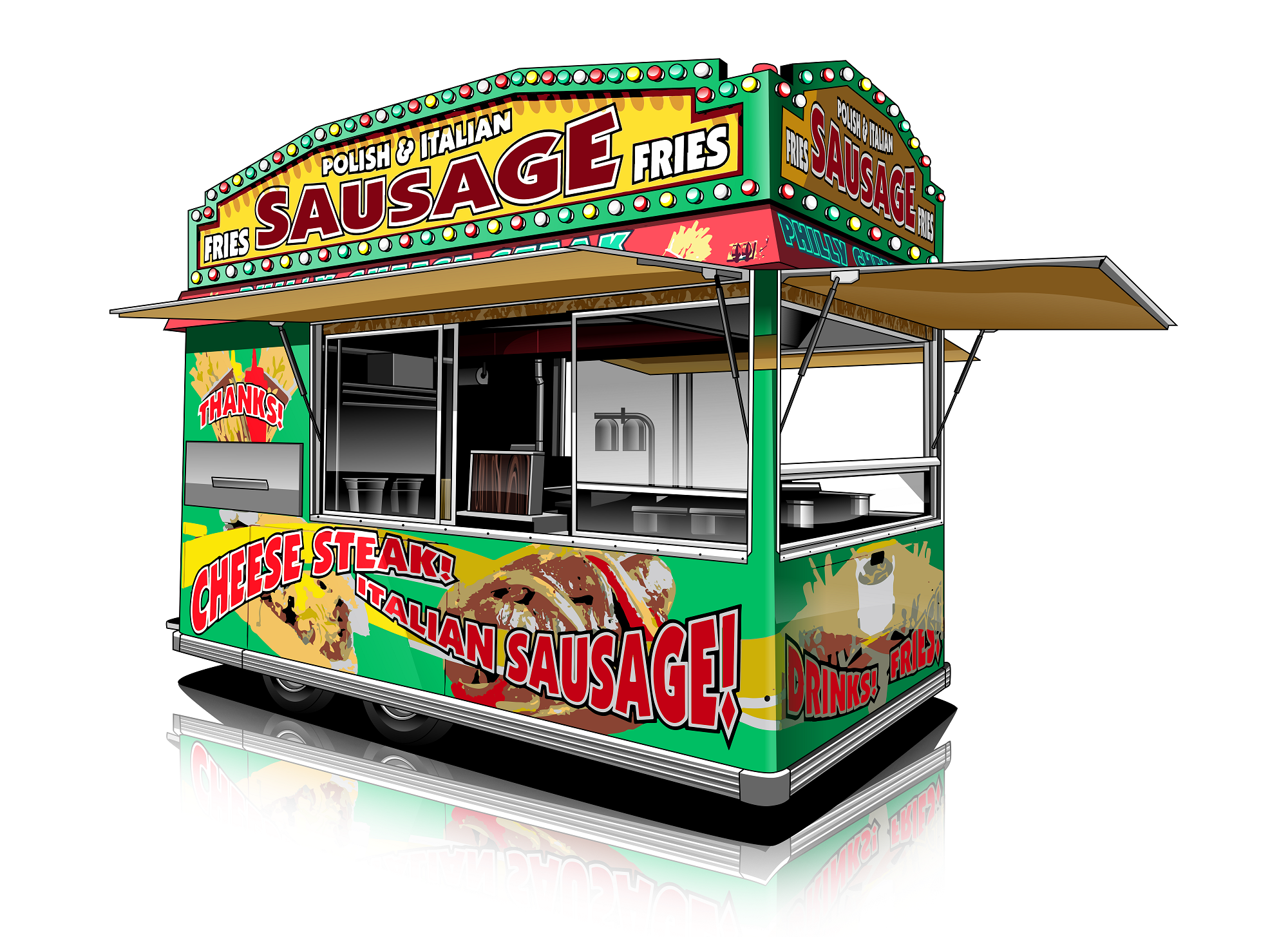 Custom Drawing Style Food Truck