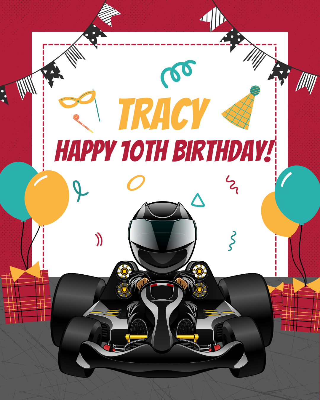 Tuner Cartoon Design Templates - Kids Birthday (Karting Theme)