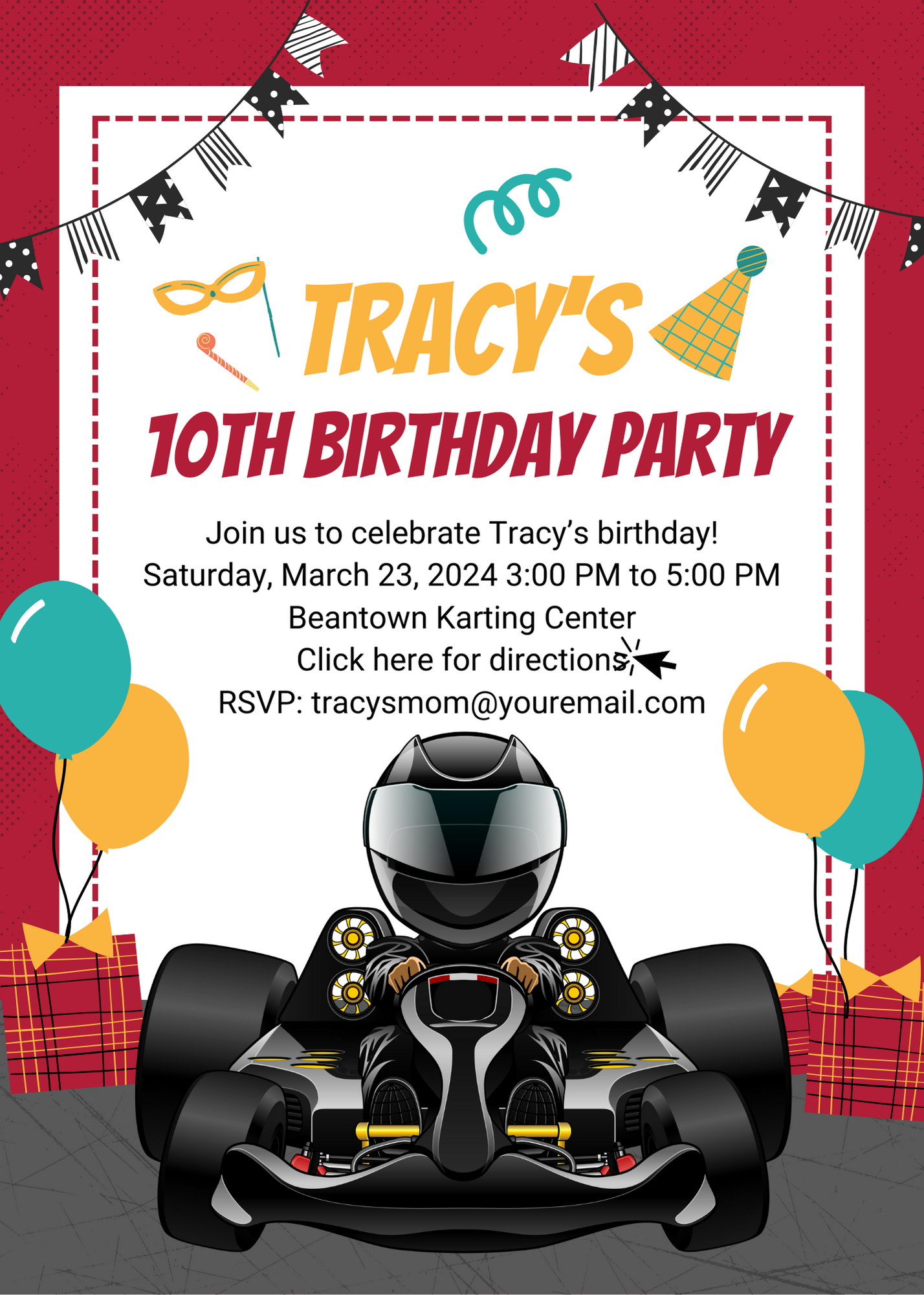 Tuner Cartoon Design Templates - Kids Birthday (Karting Theme)