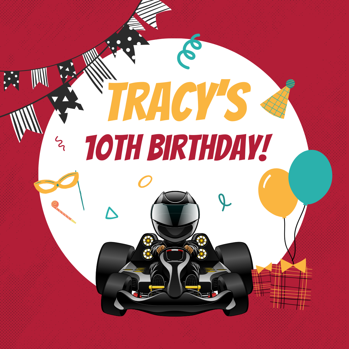 Tuner Cartoon Design Templates - Kids Birthday (Karting Theme)