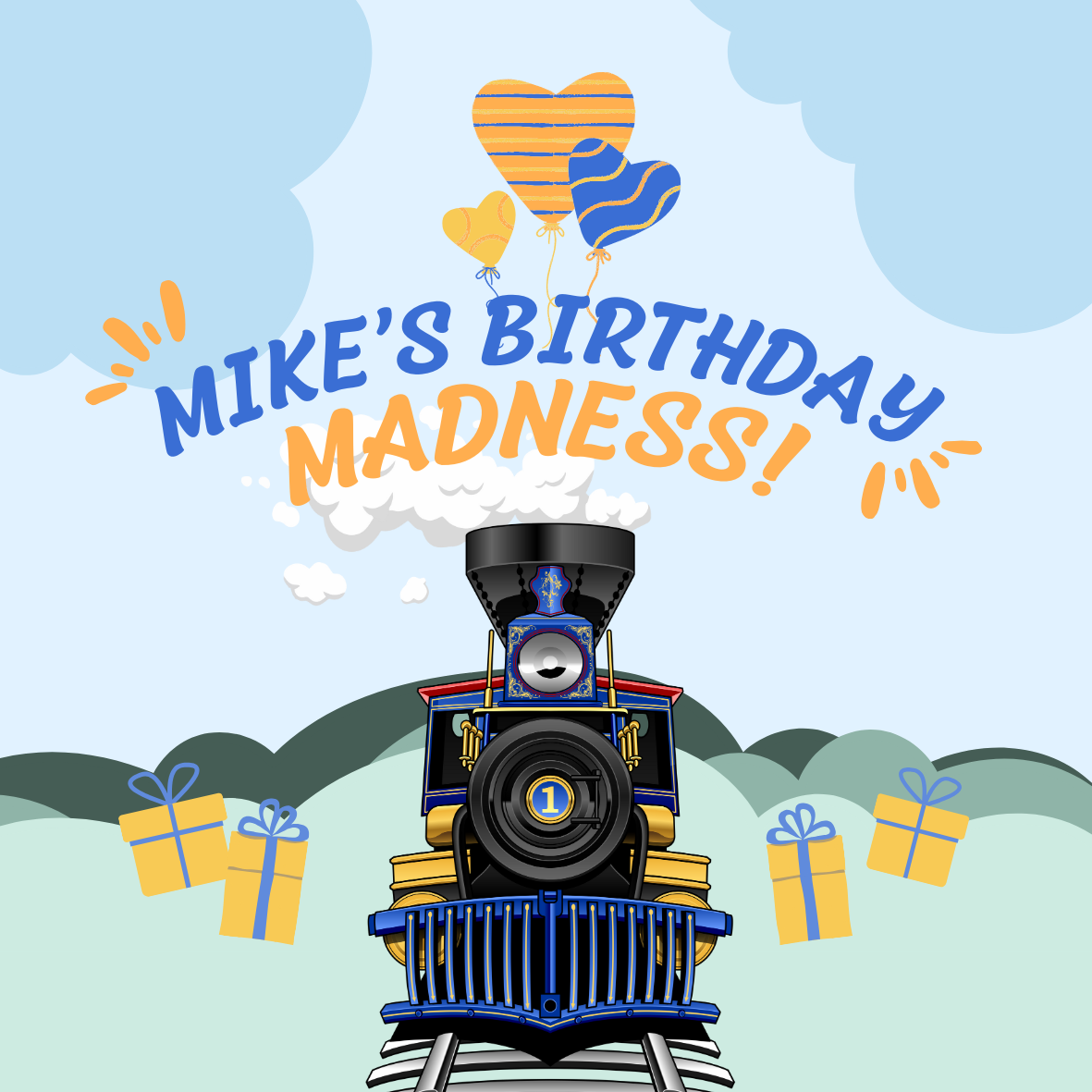 Tuner Cartoon Design Templates - Kids Birthday (Train Theme)