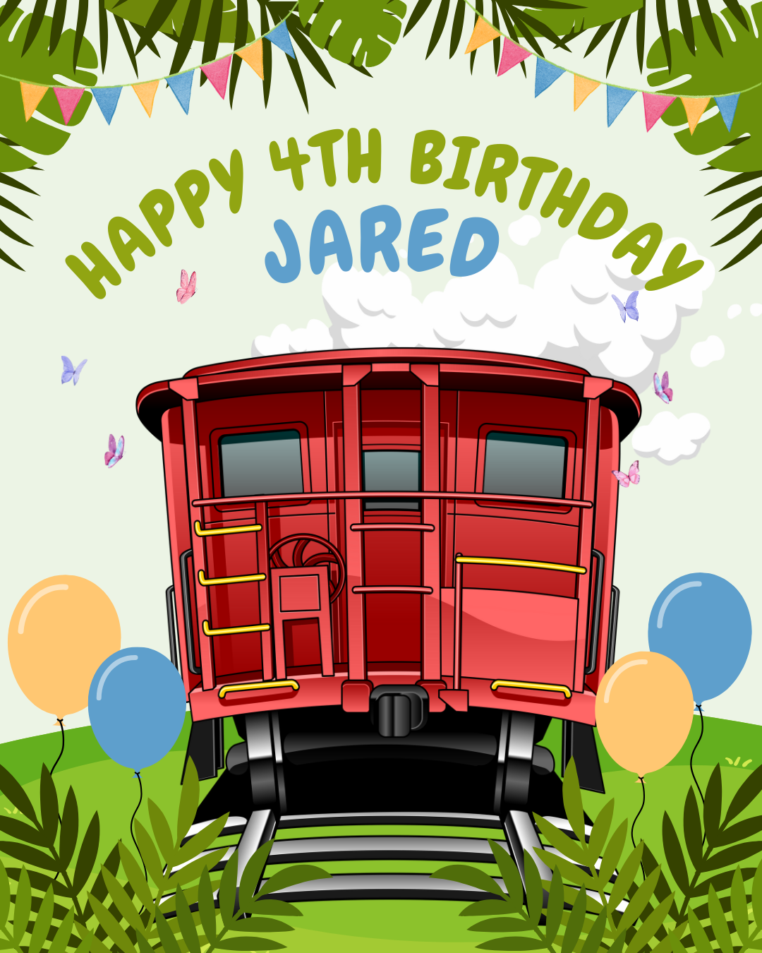 Tuner Cartoon Design Templates - Kids Birthday (Train Theme)