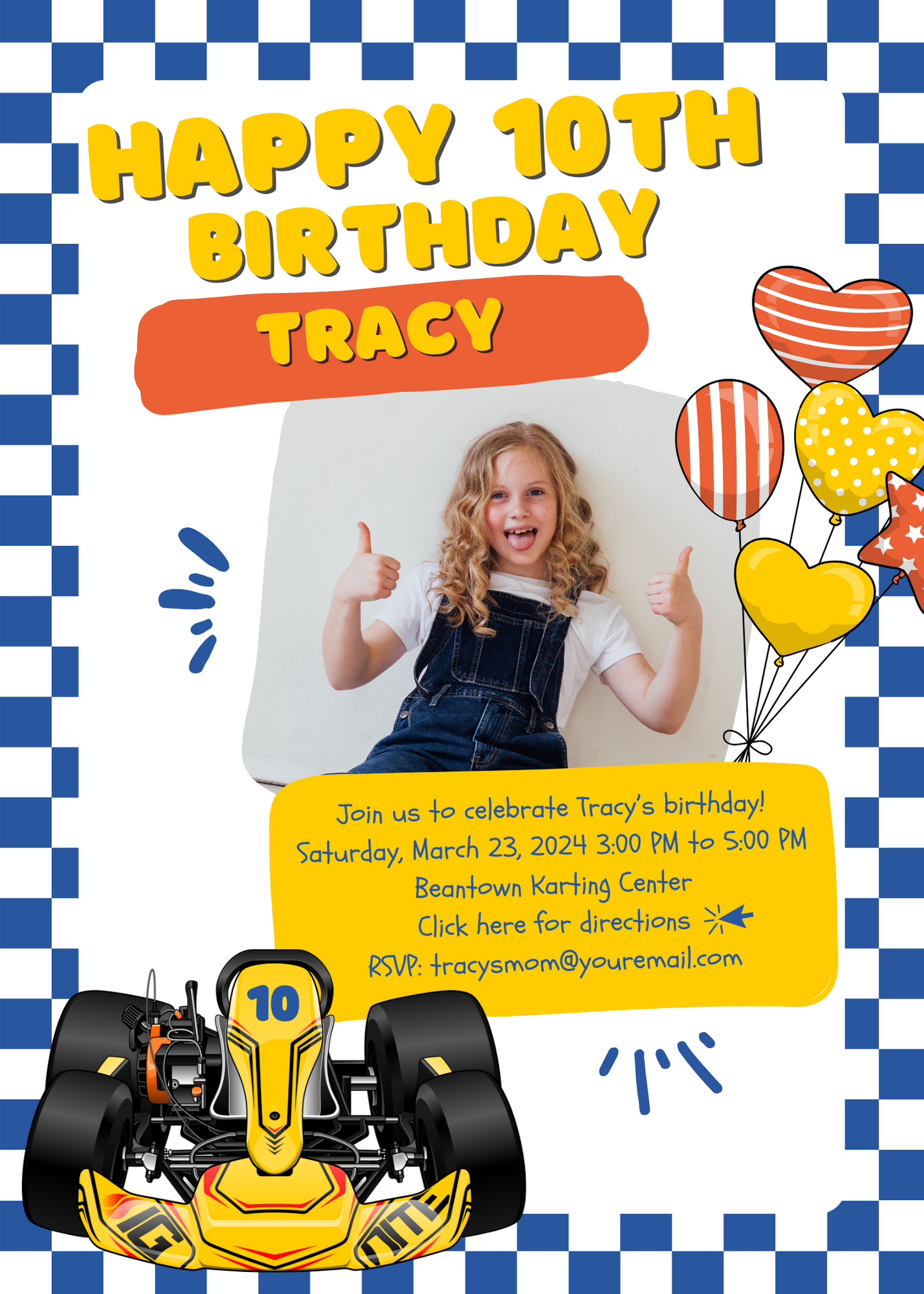 Tuner Cartoon Design Templates - Kids Birthday (Karting Theme)