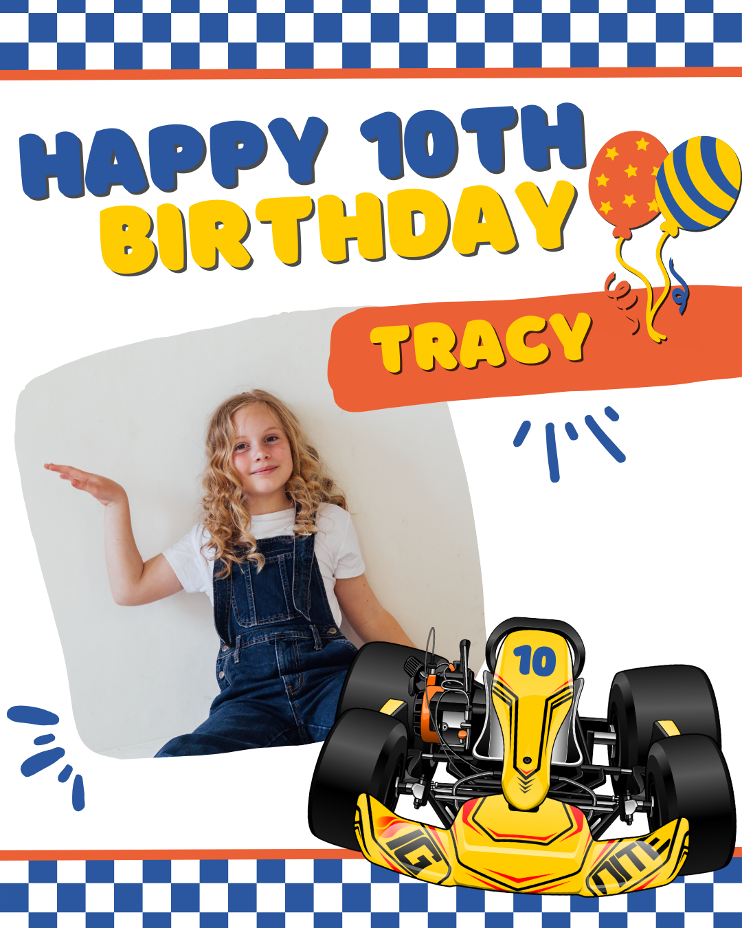 Tuner Cartoon Design Templates - Kids Birthday (Karting Theme)