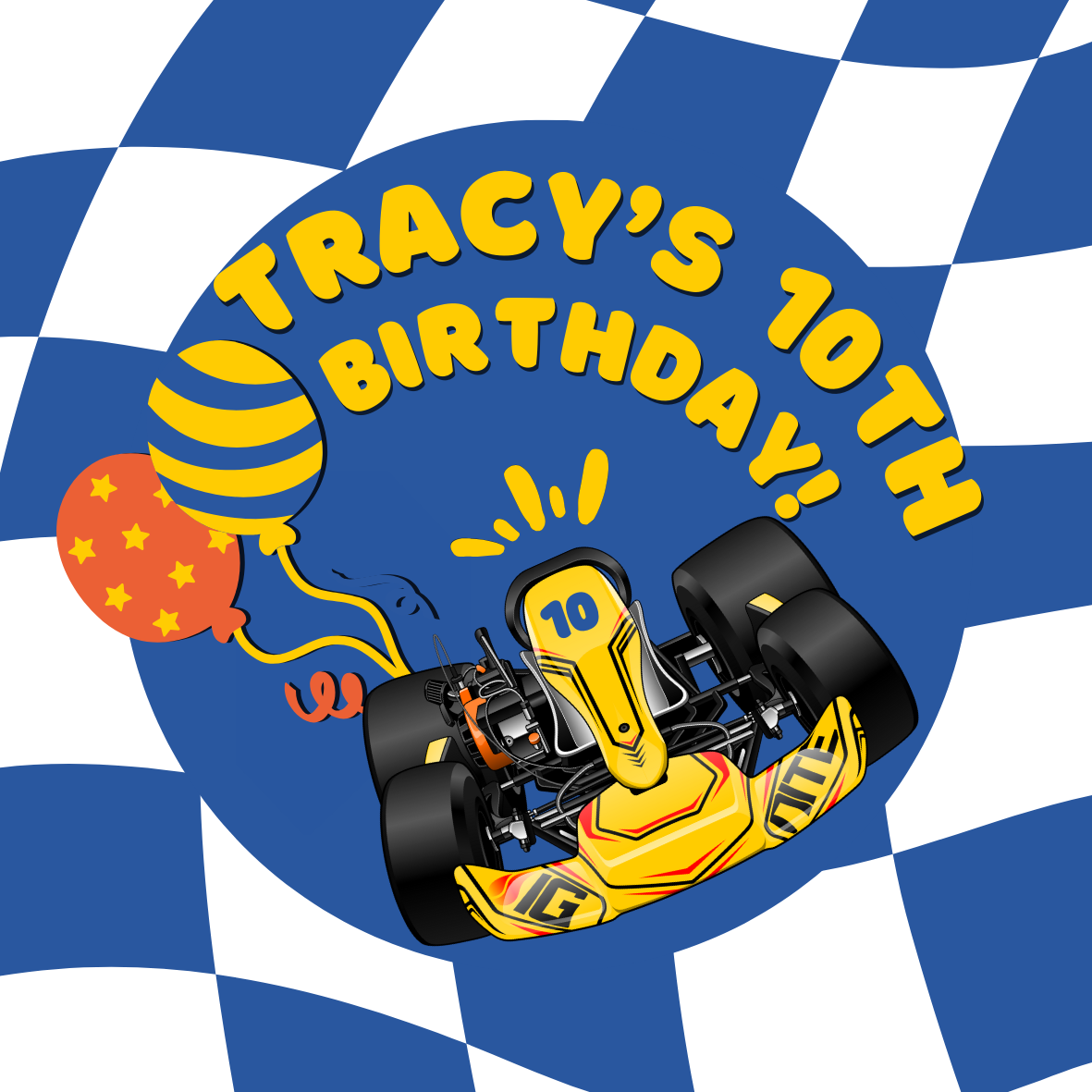 Tuner Cartoon Design Templates - Kids Birthday (Karting Theme)