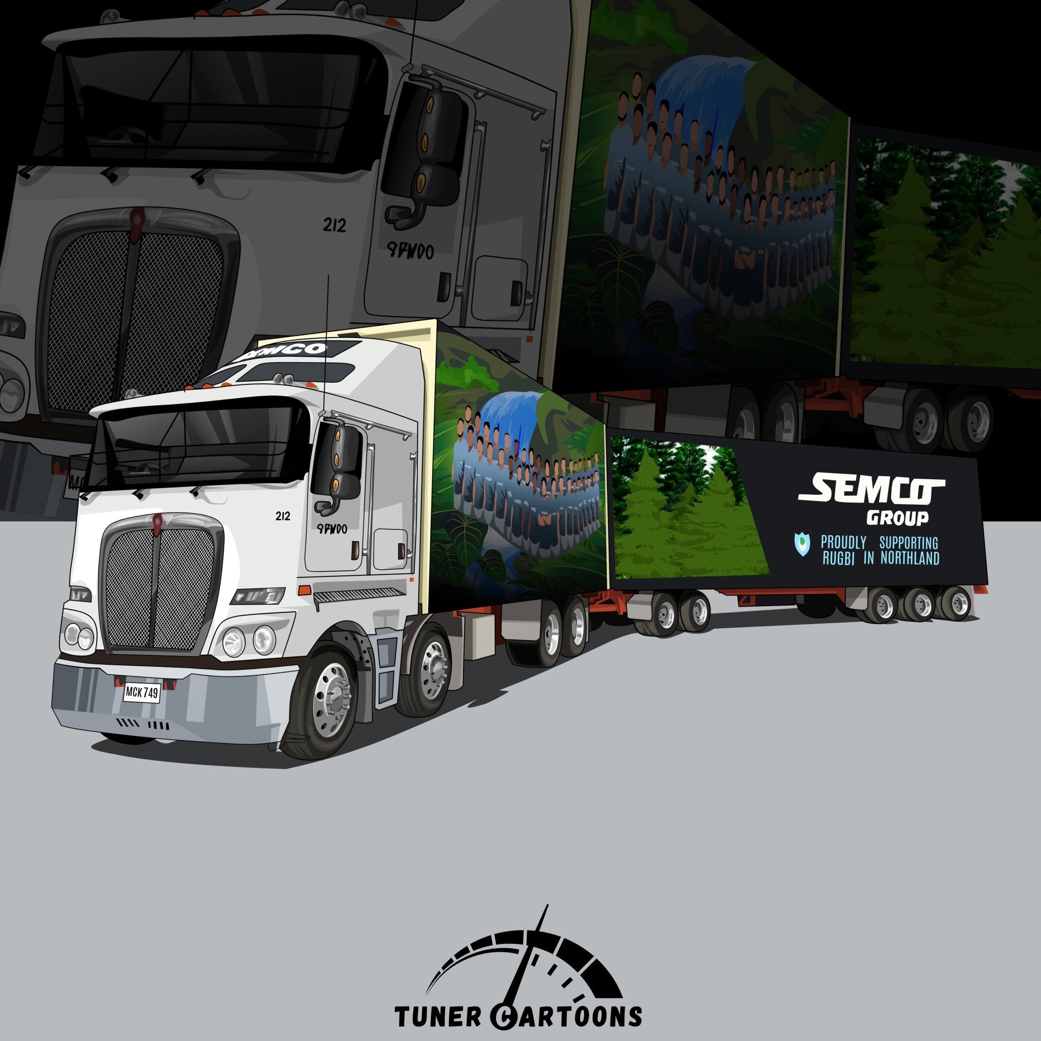 Custom Drawing Style Large Truck Drawing - Tuner Cartoons