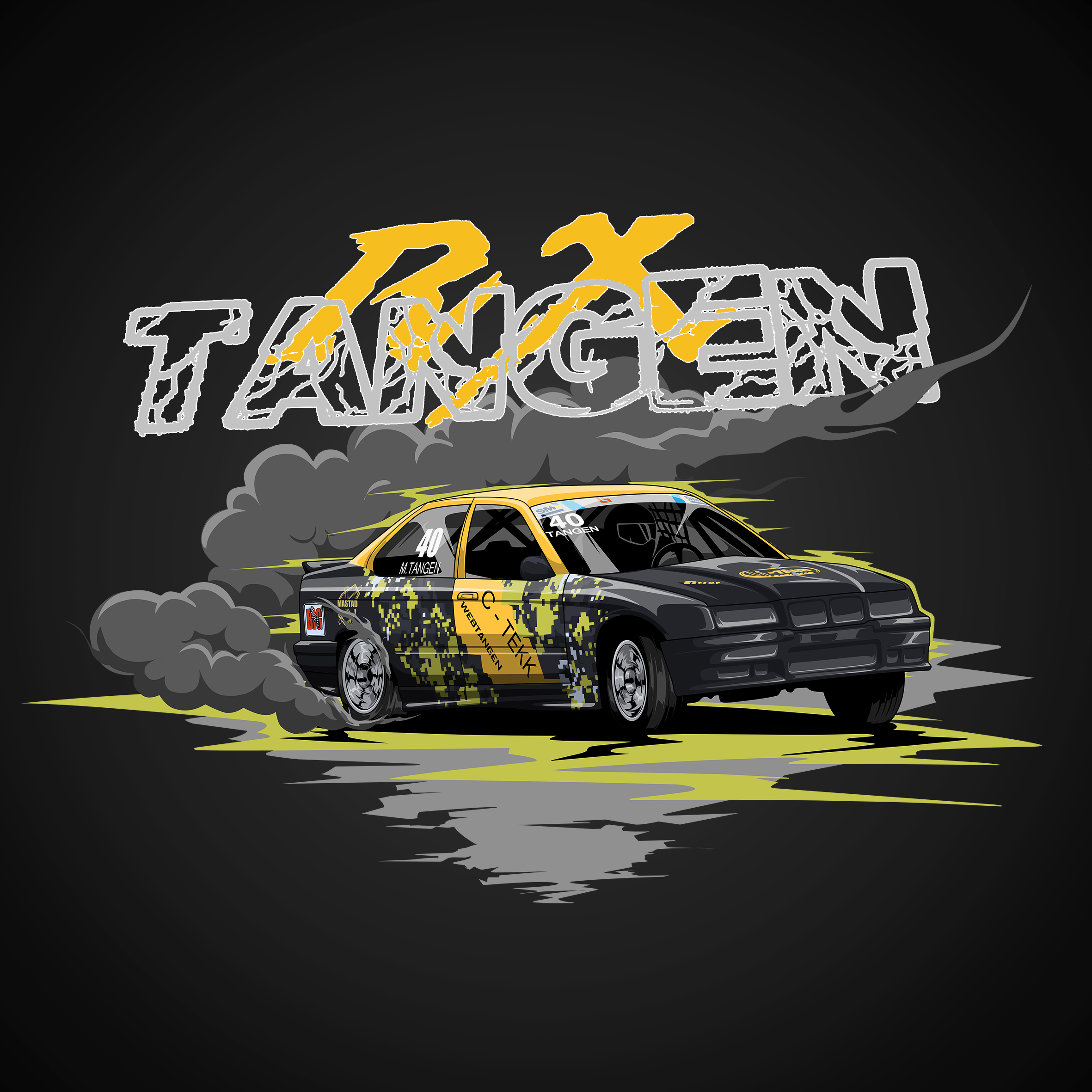 Custom Drawing Style Car With Custom Background